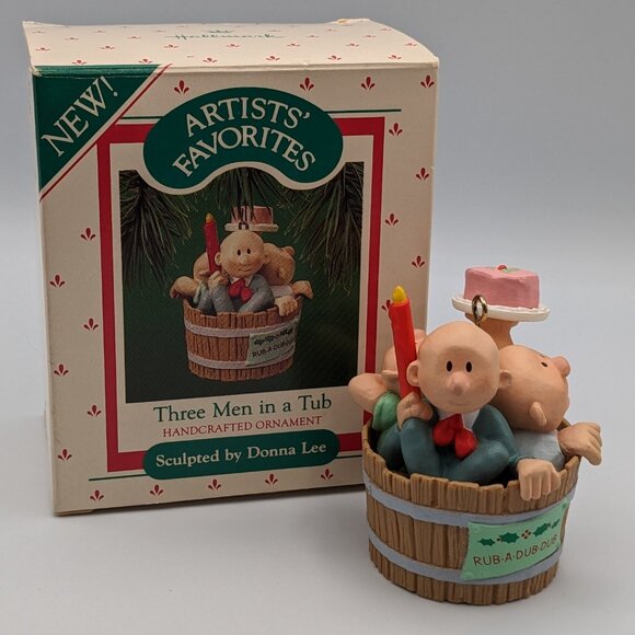 Hallmark Keepsake Three Men in a Tub 1987, Vintage Christmas Ornament - Picture 2 of 11